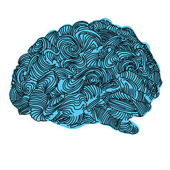 Wall Mural - Brain Idea illustration. Doodle vector concept about human brain. Creative illustration