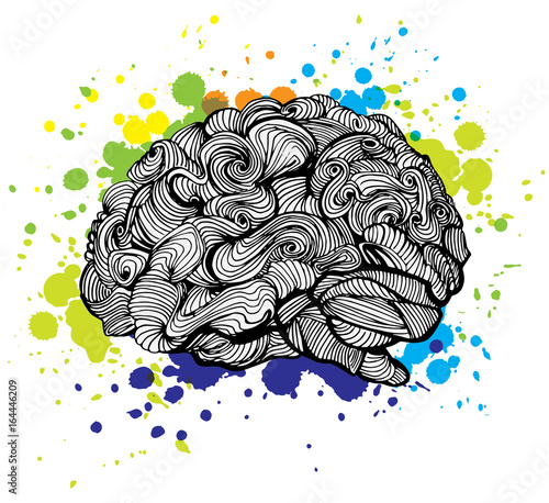 Brain Bright Idea illustration. Doodle vector concept about human brain and I...