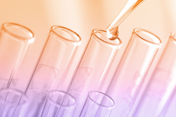 scientific experiments, laboratory equipment and test tubes- science concept
