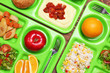 © Africa Studio - Serving trays with delicious food, closeup. Concept of school lunch