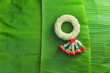 Thai traditional jasmine garland.symbol of Mother's day in thailand on Banana leaf.