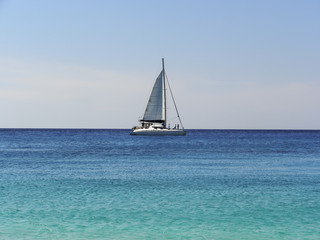  A sailboat on the sea