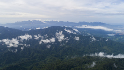  Mountains from the high Mountains from the high covered by evening clouds.