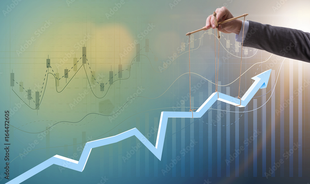 Businessman keeping the growth in economy