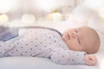 Poster - Cute little baby sleeping on bed at home