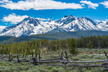 Snow-capped mountain along Sawtooth Scenic Byway