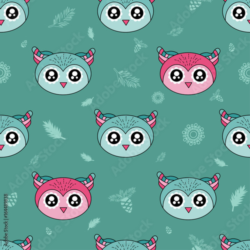 Cute Kids Pattern For Girls And Boys Colorful Owl On The Abstract