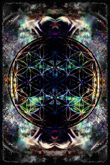 Aufkleber - Flower of life on abstract color background.