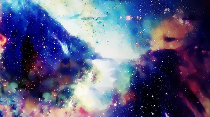 Poster - Cosmic space and stars, color cosmic abstract background. Graphic effect.