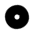 Circular saw blade black icon .