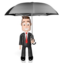 Wall Mural - 3D businessman holding an umbrella - great for topics like security, insurance etc.