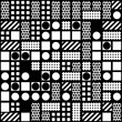 © creatorsclub - Decorative geometric shapes tiling. Monochrome irregular pattern.  Abstract  background. Artistic decorative ornamental lattice