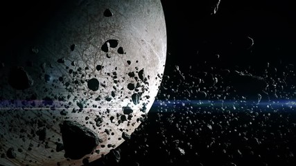 Wall Mural - asteroid field animation rendered at 4k.
