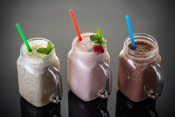 Poster - Milkshake in jar with a straw