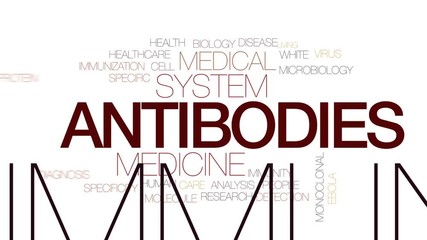 Poster - Antibodies animated word cloud, text design animation. Kinetic typography.