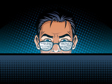 Software Developer At Work Comic Book Style Vector