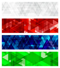 Wall Mural - A set design of abstract modern vector bright horizontal web banner colourful with shiny polygonal background illustration eps10