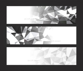 Wall Mural - A set design of abstract modern vector bright horizontal web banner black and white with shiny polygonal background illustration eps10