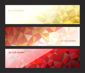 Wall Mural - A set design of abstract modern vector bright horizontal web banner colourful with shiny polygonal background illustration eps10