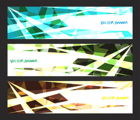 Wall Mural - A set design of abstract modern vector bright horizontal web banner colourful with shiny polygonal background illustration eps10
