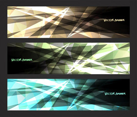 Wall Mural - A set design of abstract modern vector bright horizontal web banner colourful with shiny polygonal background illustration eps10