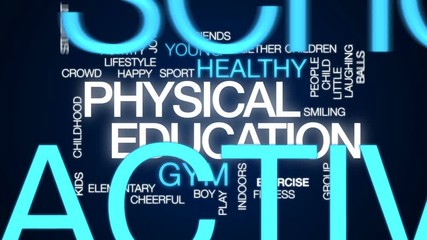 Sticker - Physical education animated word cloud, text design animation.