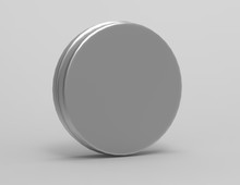 Round Thin Aluminium Container With Lid And Blank Shoe Polish Box Isolated On A White Background. 3D Render Illustration.