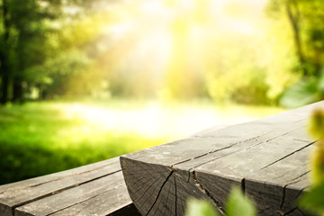 desk in garden 