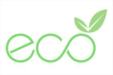 Fototapeta Boho - logo eco con foglia e simbolo infinito verde