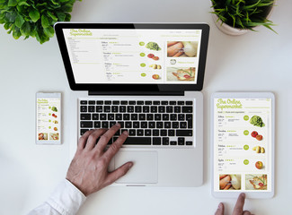 Wall Mural - office tabletop cool responsive design online supermarket website