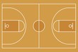 Flat Basketball field. Top view of Basketball court with line template. Vector stadium.