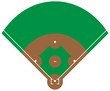 Flat green Baseball grass field. Baseball base with line template. Vector stadium.