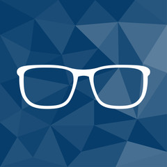 Sticker - Brille - Icon mit geometrischem Hintergrund blau