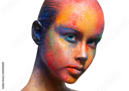 Creative art of make up, fashion model closeup portrait