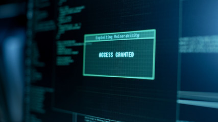 Aufkleber - Display Showing Stages of Hacking in Progress: Exploiting Vulnerability, Executing and Granted Access.