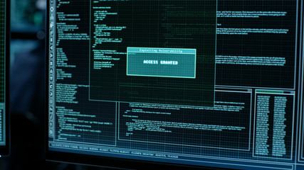 Aufkleber - Display Showing Stages of Hacking in Progress: Exploiting Vulnerability, Executing and Granted Access.
