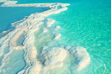 Fototapete - Texture of Dead sea. Salt sea shore