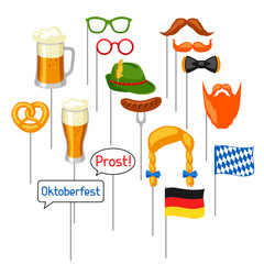 Wall Mural - Set of Oktoberfest photo booth props. Accessories for festival and party