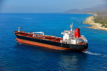 Tanker leaving the bay of Santiago de Cuba