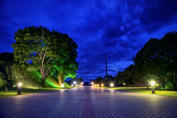 Park alley at night