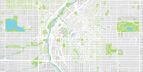 Vector city map of Denver, Colorado. 