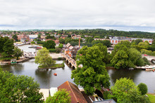 Elevated View Of Stratford-Upon-Avon, Warwickhire, England, The Birthplace Of William Shakespeare, Selective Focus