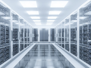 Server room. 3d rendering of data center