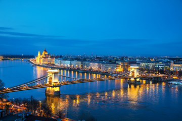 Wall Mural - Overview of Budapest at sunset