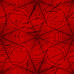 Scratched spider web seamless pattern black and red vector