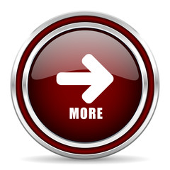 Aufkleber - More red glossy icon. Chrome border round web button. Silver metallic pushbutton.