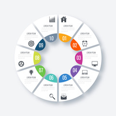 Wall Mural - Infographics template 10 options with circle