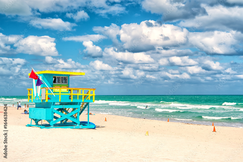 South Beach, Miami, Florida, lifeguard house - obrazy, fototapety, plakaty 