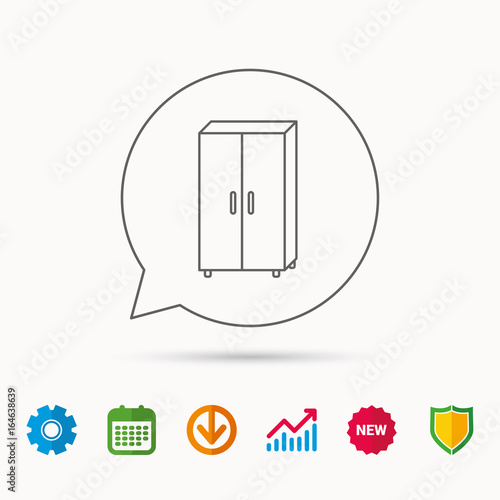 Cupboard Icon Wardrobe Furniture Sign Calendar Graph Chart And