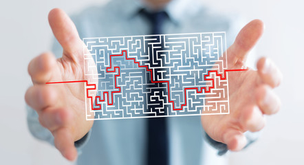 Poster - Businessman searching solution of a complicated maze